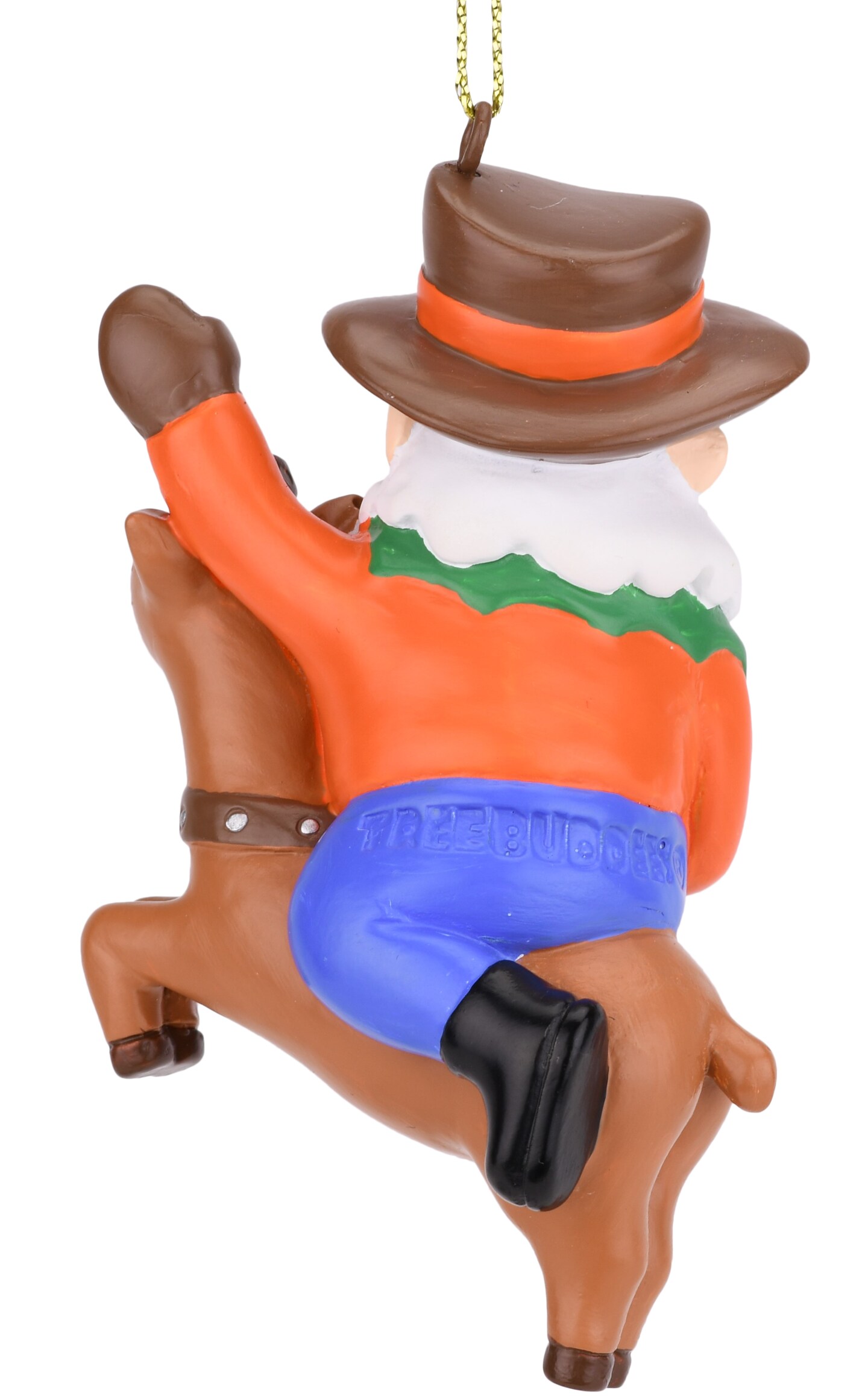 Cowboy Santa Riding Reindeer Christmas Ornament