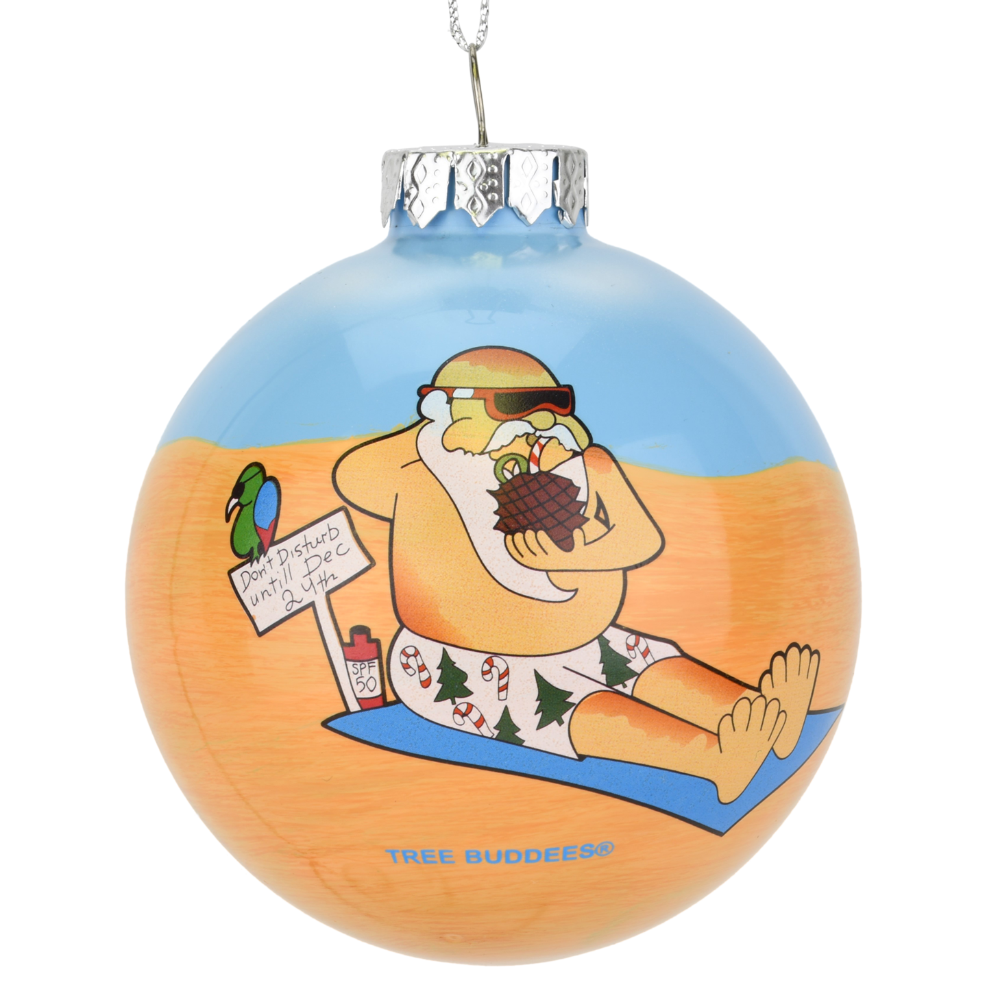 Tree Buddees Santa on Vacation at The Beach Christmas Ornament