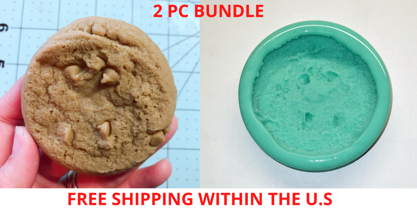 2pc Realistic Chocolate Chip Cookie| Dessert Shape Silicone Mold| Soap| Candle | Mold for Wax| Mold for Resin