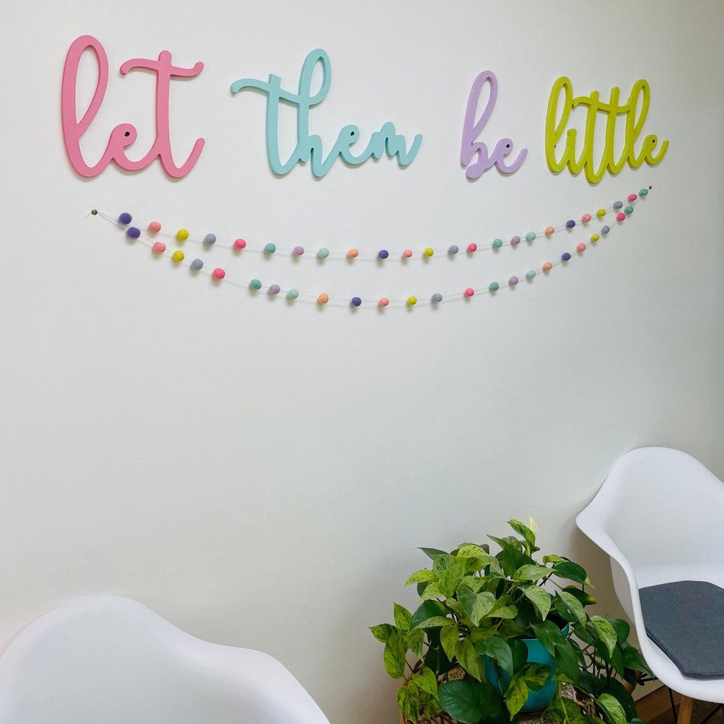 Unfinished Wooden Cursive &#x22;Let them be little&#x22; sign