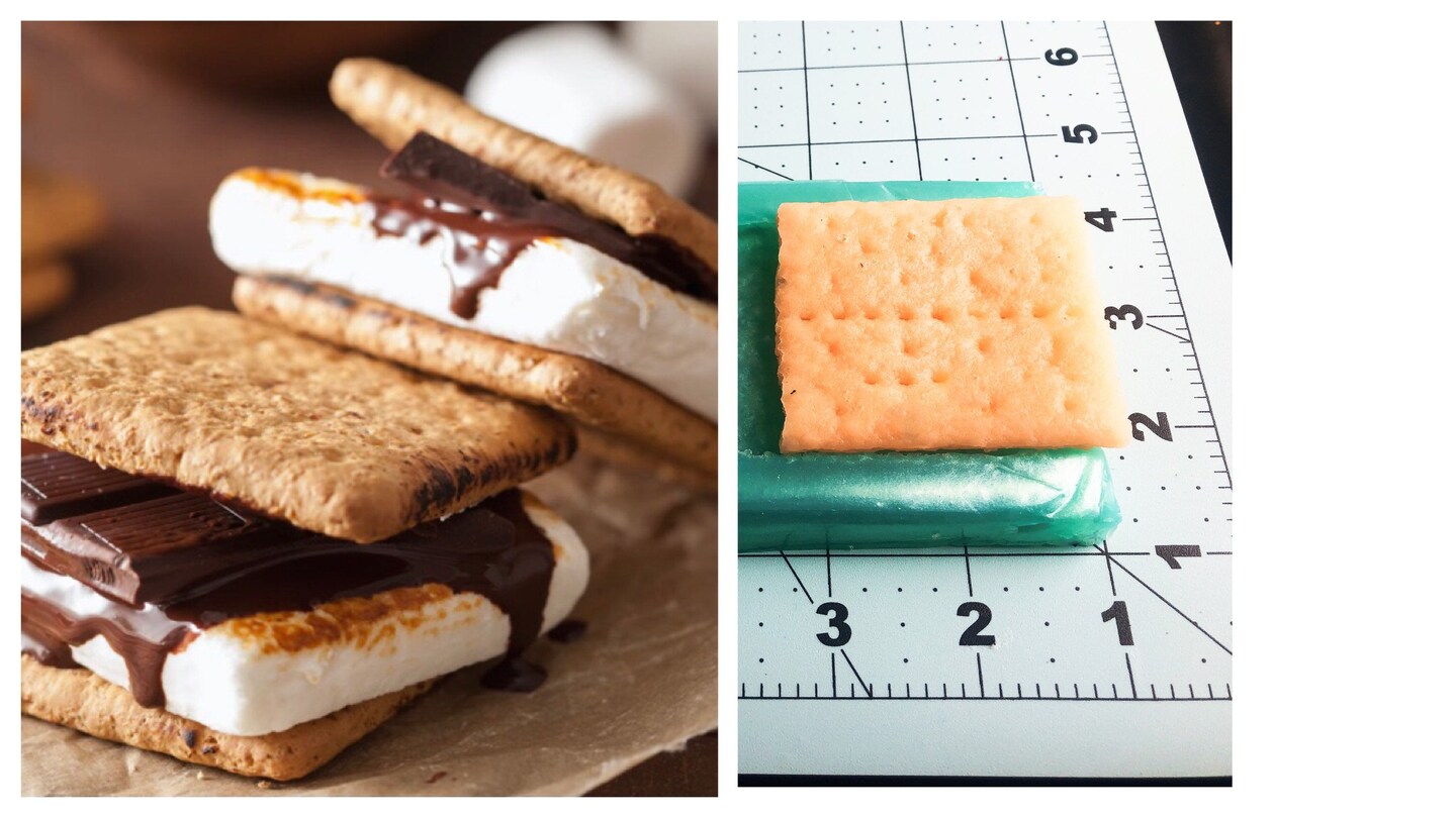 2Pc Realistic Graham Cracker Silicone Mold | Food Shaped Soap| S’mores shape wax candle mold