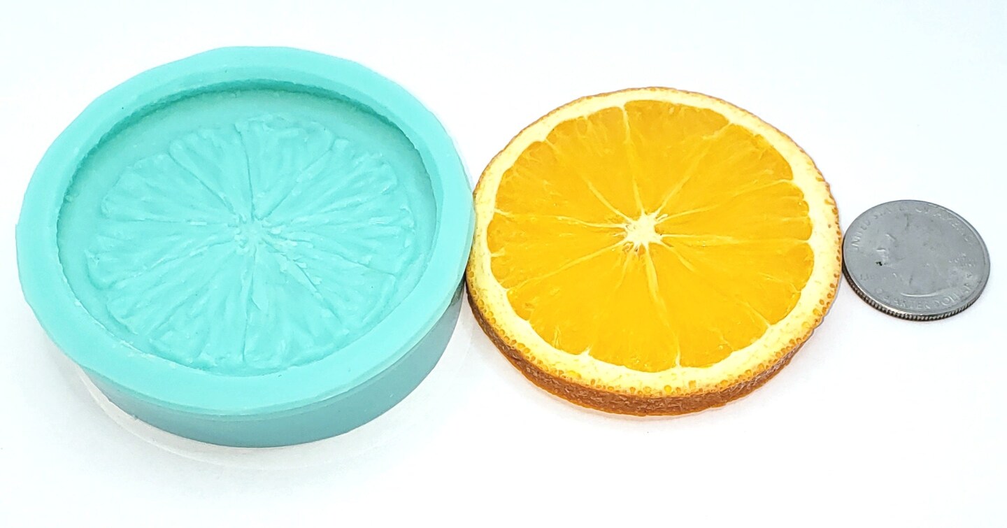 2pc Thin Orange Slice Citrus Silicone Mold. Embeds for Wax | Soap | Polymer Clay | Resin| Not Food Grade