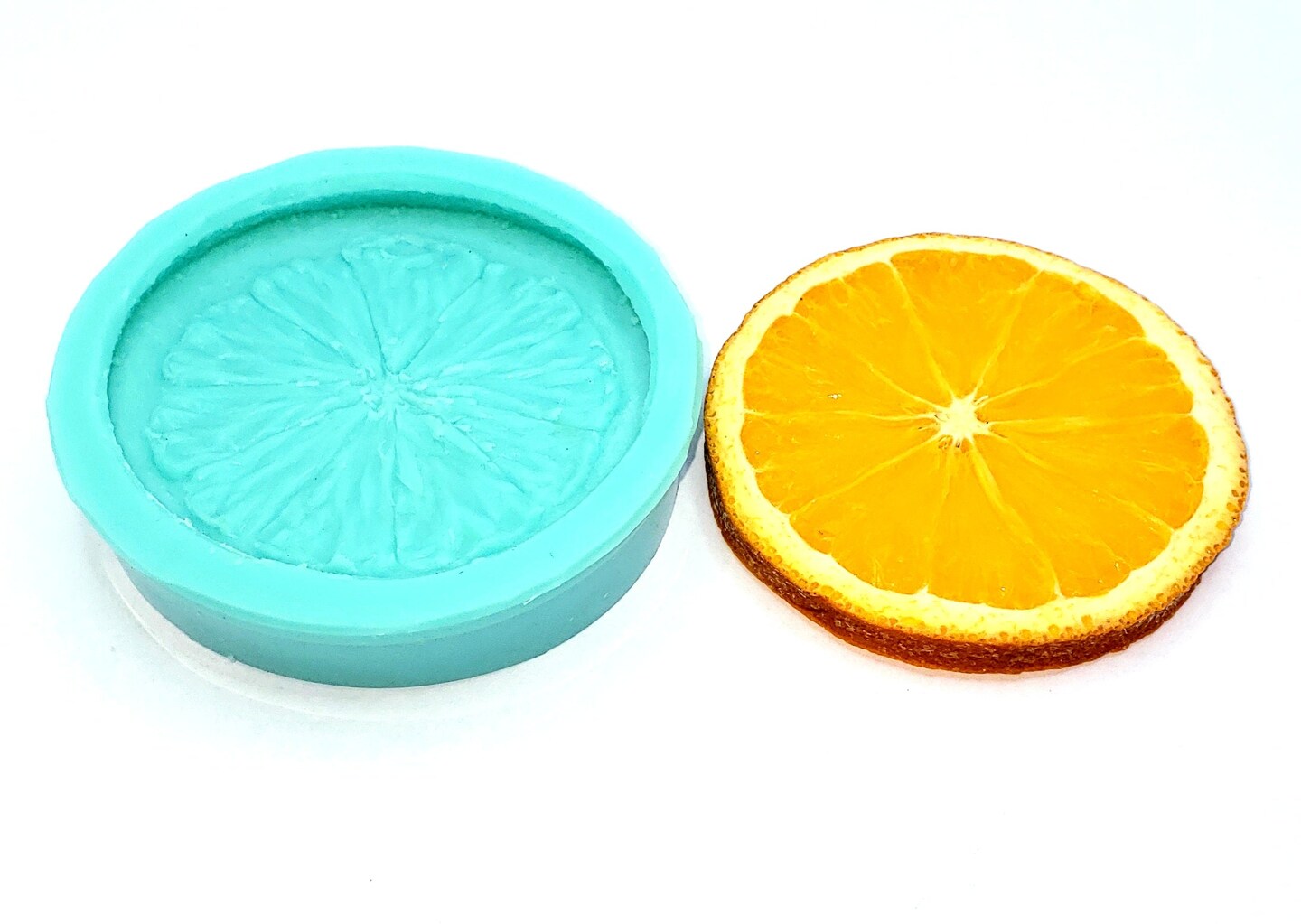 2pc Thin Orange Slice Citrus Silicone Mold. Embeds for Wax | Soap | Polymer Clay | Resin| Not Food Grade