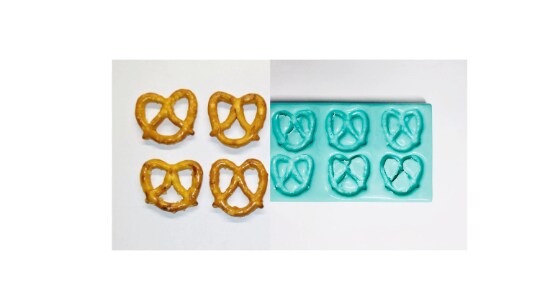 6pc Realistic Mini Pretzels | Dessert Shape Silicone Mold| Soap| Candle | Mold for Wax| Mold for Resin