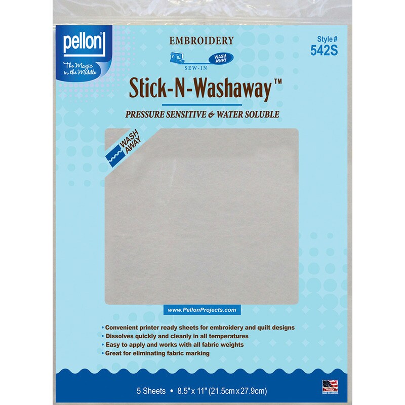 Stick - N - Washaway Stabilizer -White 8.5&#x22;X11&#x22; 5/Pkg