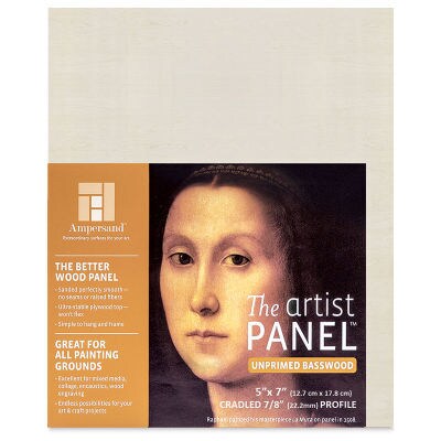 Unprimed Basswood 7/8 Inch Cradled 5x7 Canvas - Ampersand