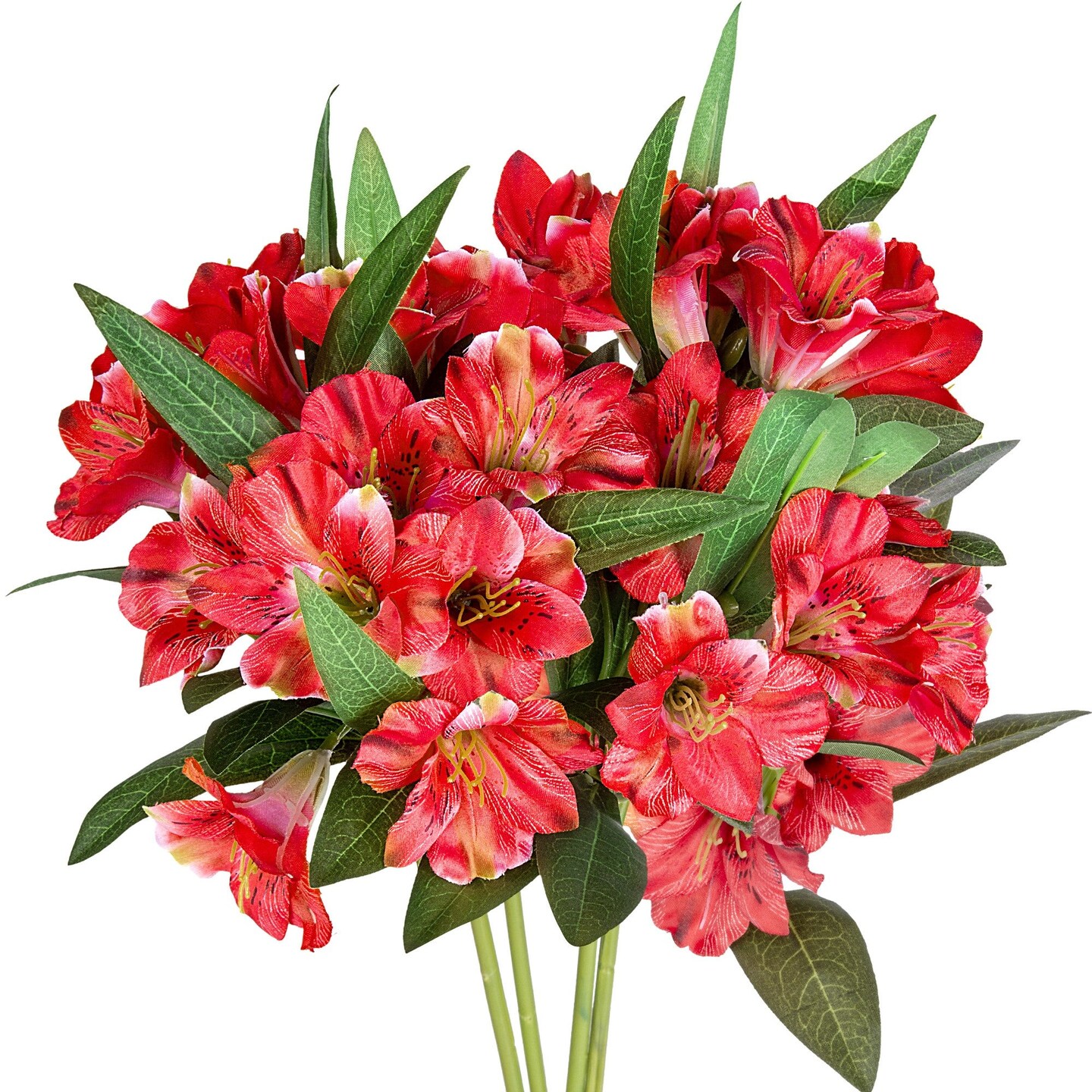 Alstroemeria Artificial Flowers Bulk Peruvian Lily Faux Bouquet 18” Long Stems Silk Petals Wedding Mothers Day Decoration, 4pcs