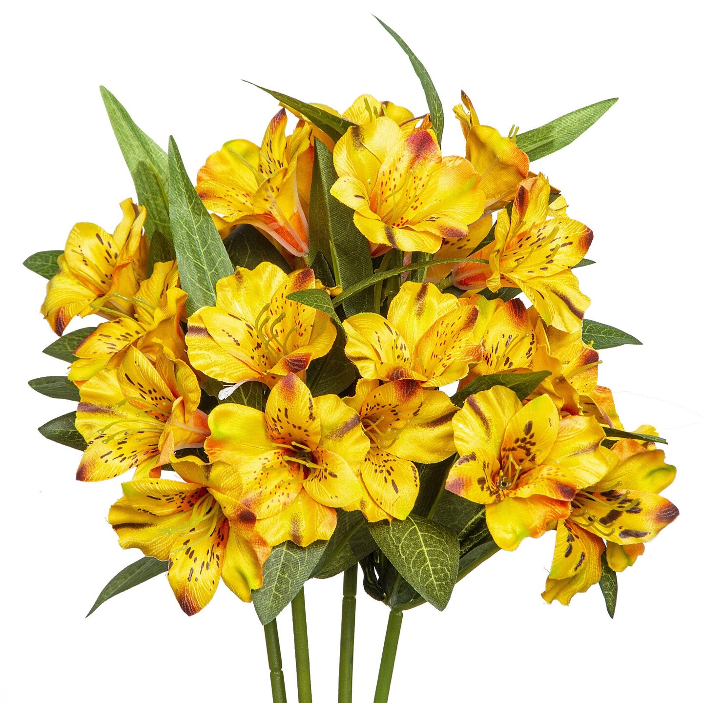 Alstroemeria Artificial Flowers Bulk Peruvian Lily Faux Bouquet 18” Long Stems Silk Petals Wedding Decoration Mothers Day Gift, 4pcs