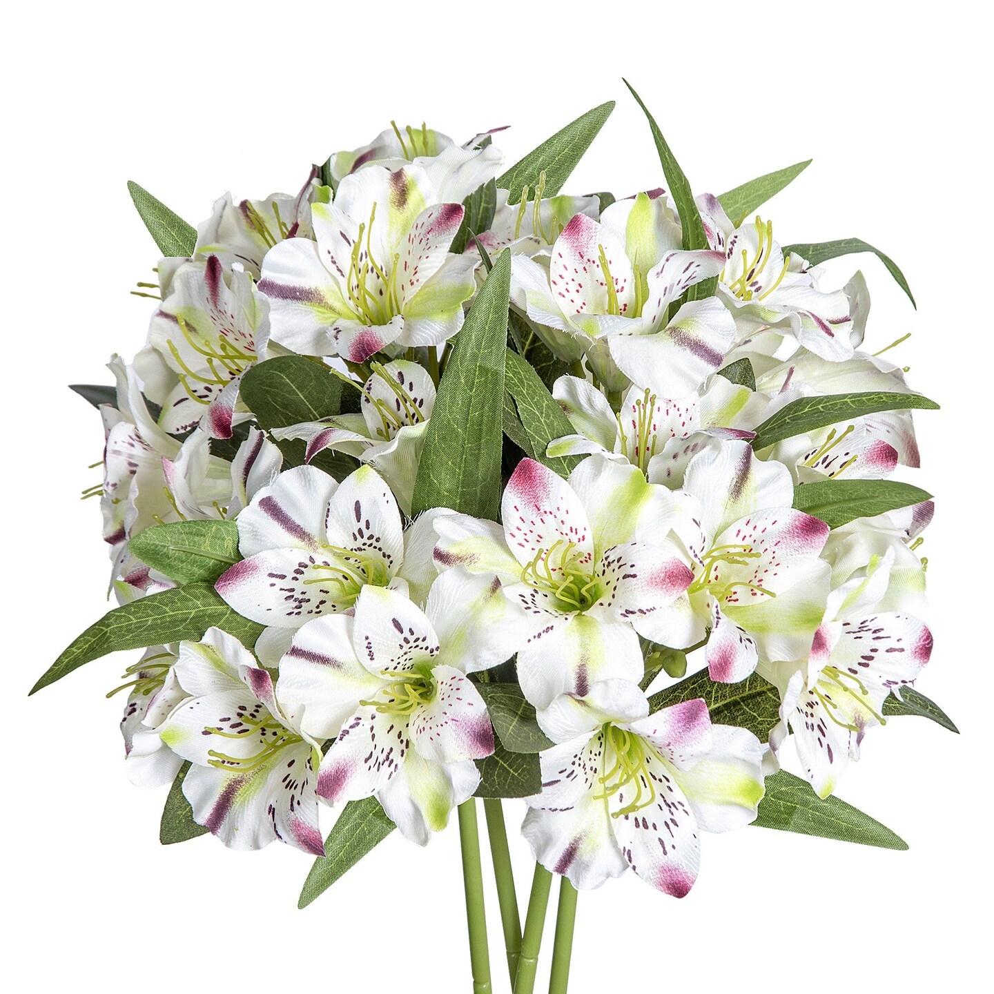 Alstroemeria Artificial Flowers Bulk Peruvian Lily Faux Bouquet 18” Long Stems Silk Petals Wedding Decoration, 4pcs