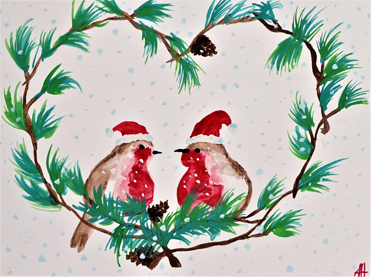Holiday Love Birds Watercolor Painting Kit &#x26; Video Lesson