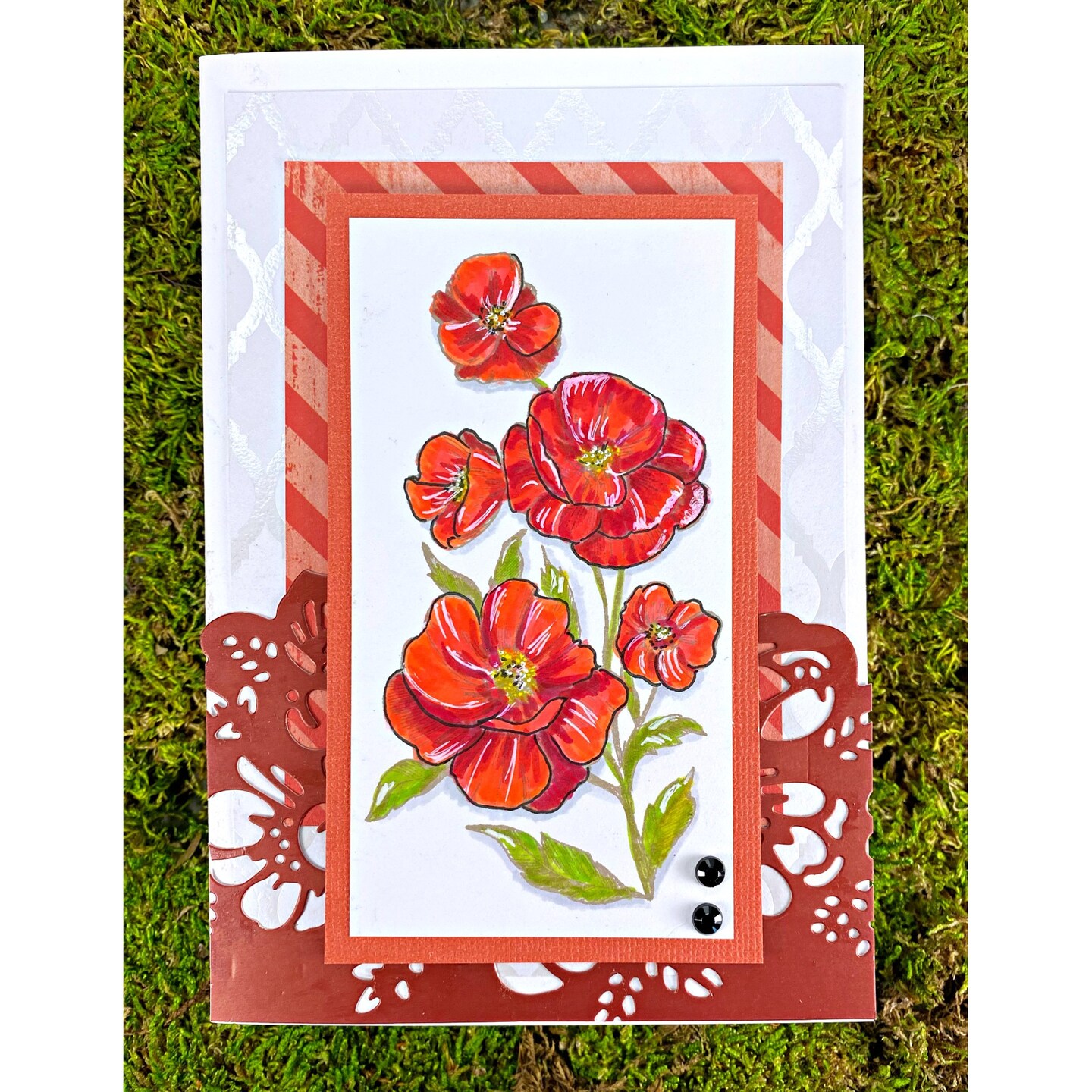 Deep Red Stamps Poppies Rubber Cling Stamp 2.2 x 4.2 inches