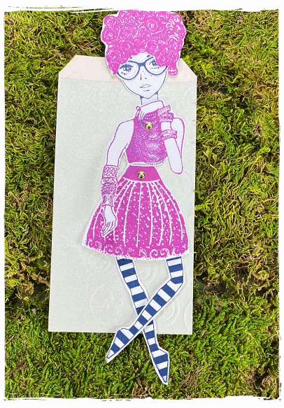 Deep Red Stamps Paper Doll Rubber Cling Stamp 4 x 6 inches