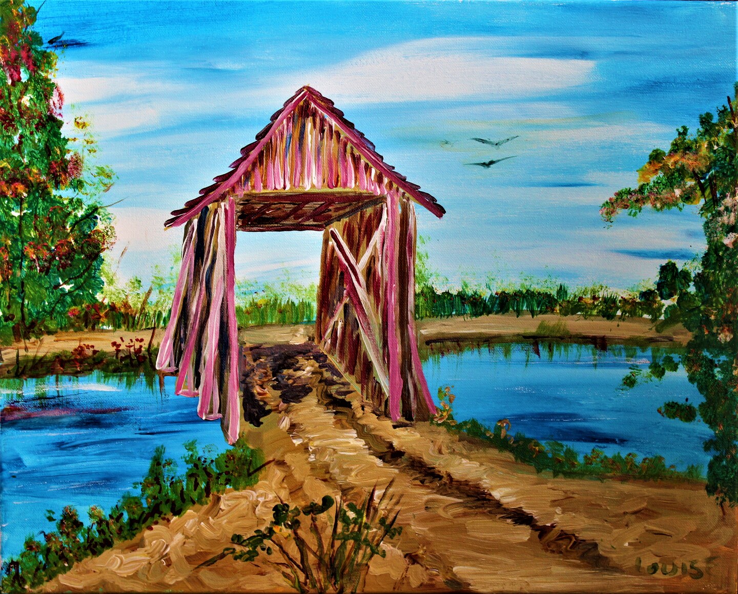 Paint Kit - Old Covered Bridge Acrylic Painting Kit & Video Lesson, DIY Craft, Autumn Paint Kit, Beginner Painting, At Home Paint Kit