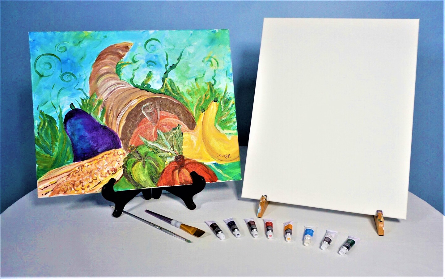 Paint Kit - Thanksgiving Feast Acrylic Painting Kit & Video Lesson, DIY Canvas Art, Beginner Paint Kit, At Home Paint Kit, Paint Party