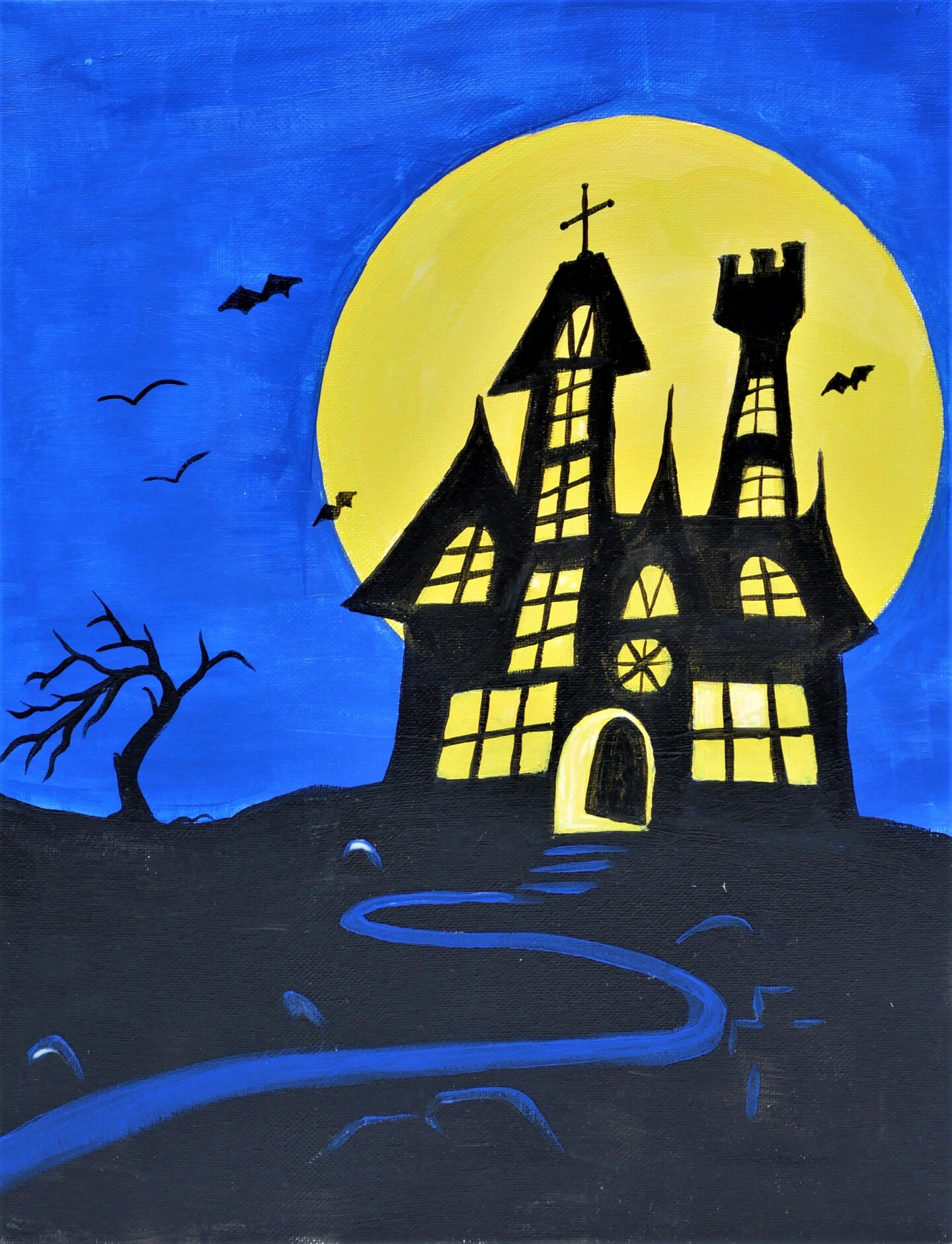 Halloween Paint Kit - Moss Haunted Mansion Acrylic Painting Kit & Video Lesson, DIY Halloween, Beginner Painting, Paint At Home