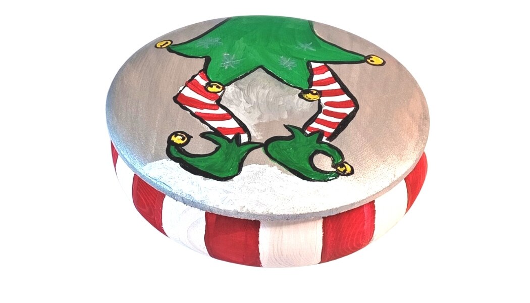 Christmas Paint Kit - Gingles the Elf Tabletop Trinket Box Painting Kit &#x26; Video Lesson, DIY Christmas Craft, Beginner Painting, Painting Gift Set, Paint At Home