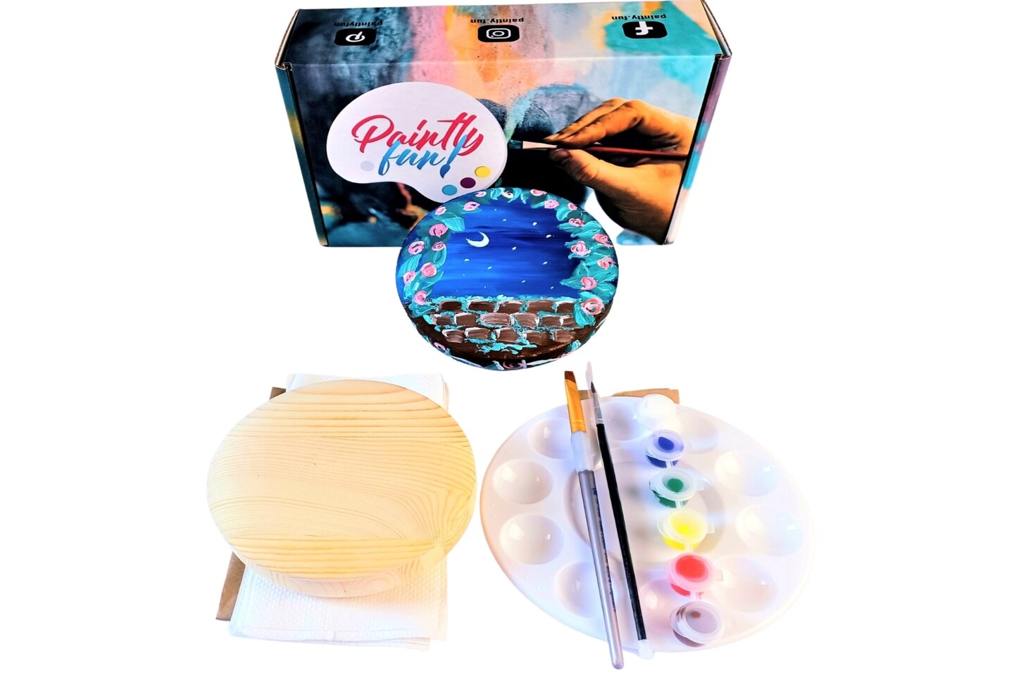 Paint Kit - Wishing You Well Tabletop Trinket Box Painting Kit & Video Lesson, Art Gift Set, DIY Craft, Beginner Painting, Paint At Home, Painting Gift Set