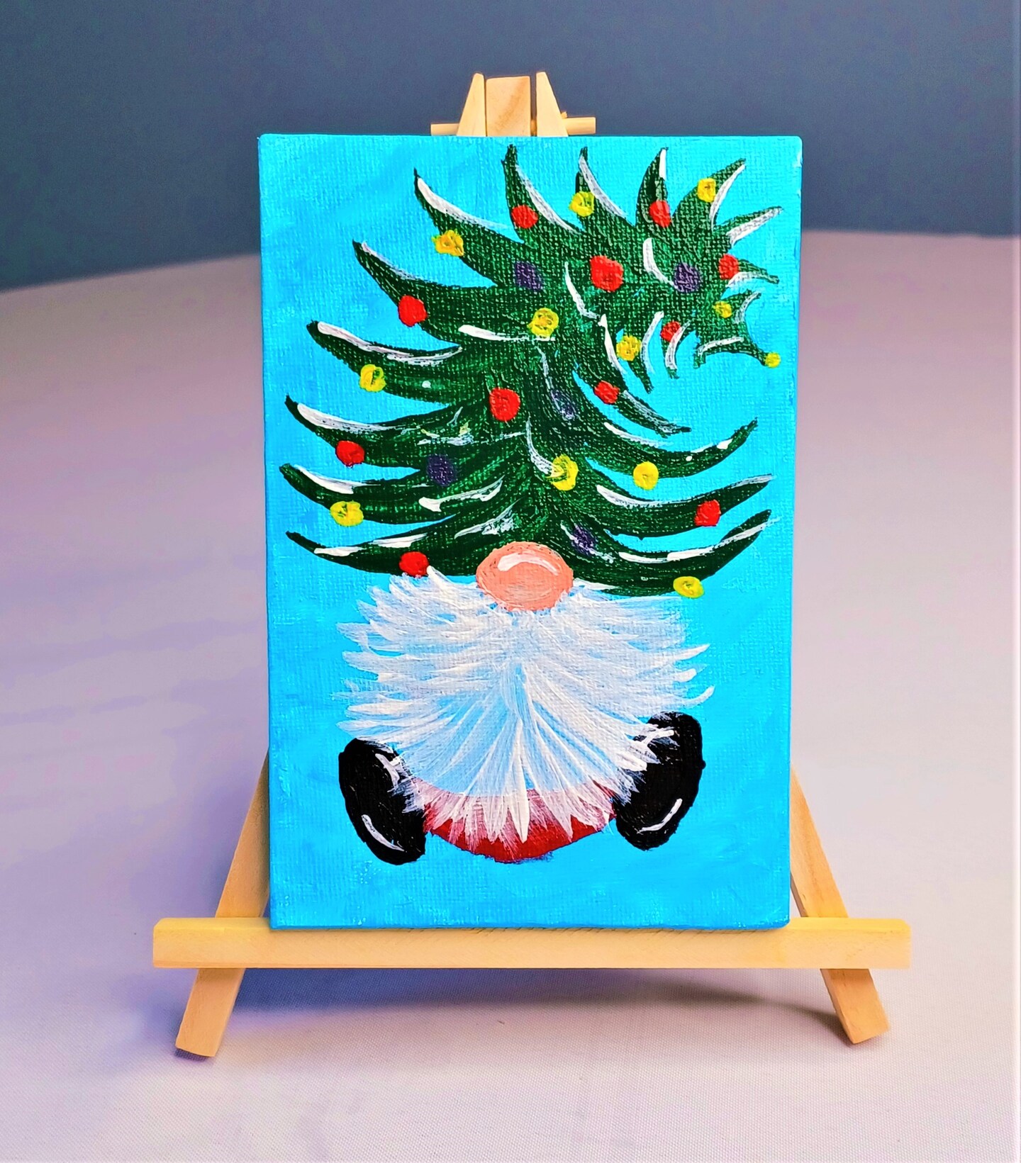 Ho Ho Gnome Desktop Mini Canvas Painting Kit &#x26; Video Lesson