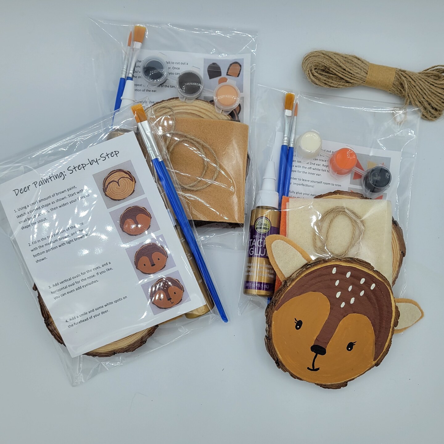Ink and Trinket Kids Woodland Creatures Party Favor Crafts, Individually Packaged DIY Craft Kits, Natural Wood
