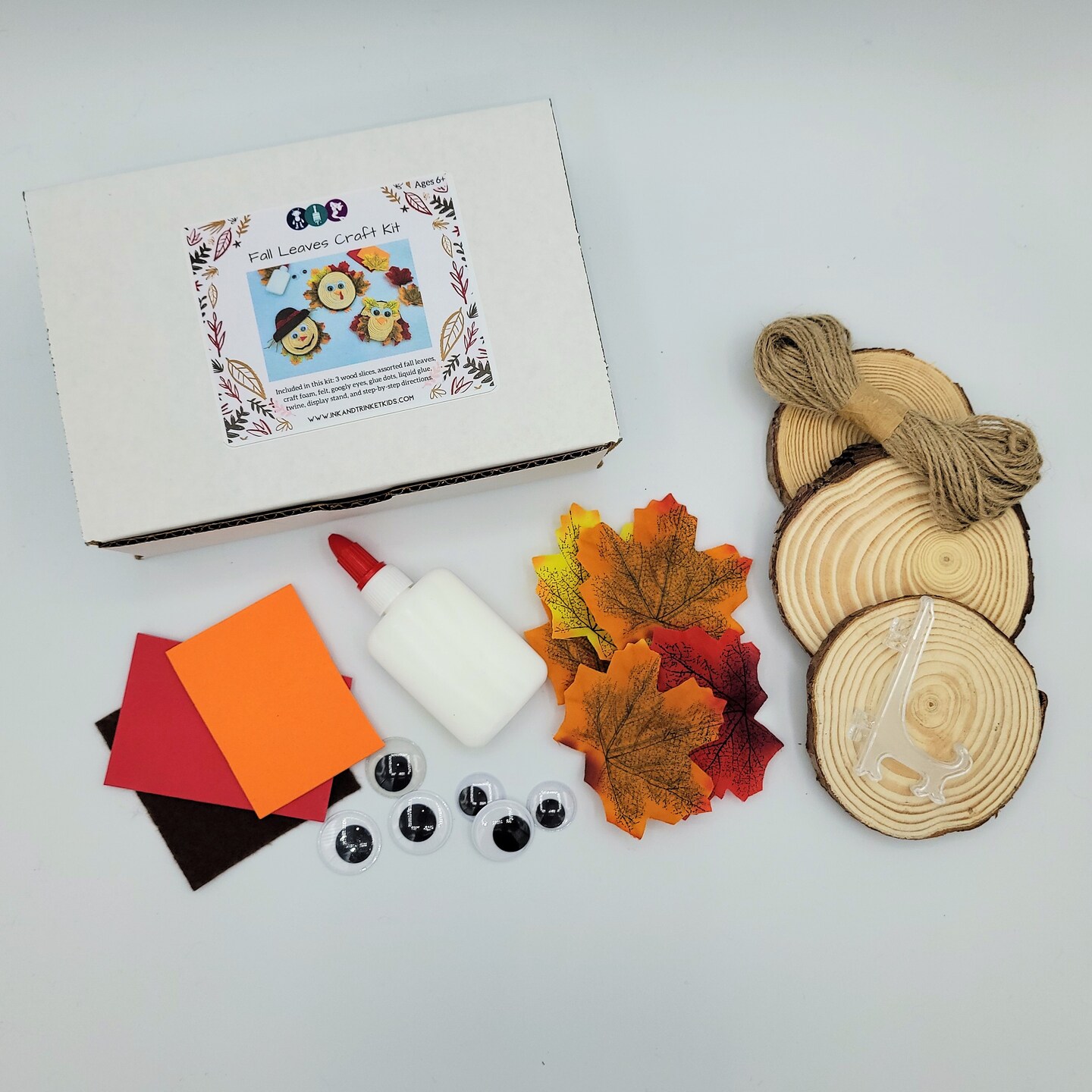 Ink and Trinket Kids Fall Craft Kit, Natural Wood