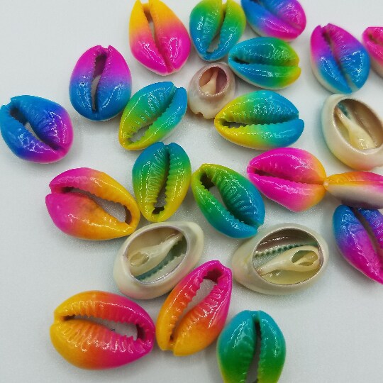 20 Painted Cowrie Shell Beads