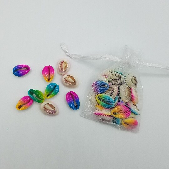 20 Tie-Dye Cowrie Beads, Painted Sea Shells for Hair and Jewelry by Ink and Trinket Kids