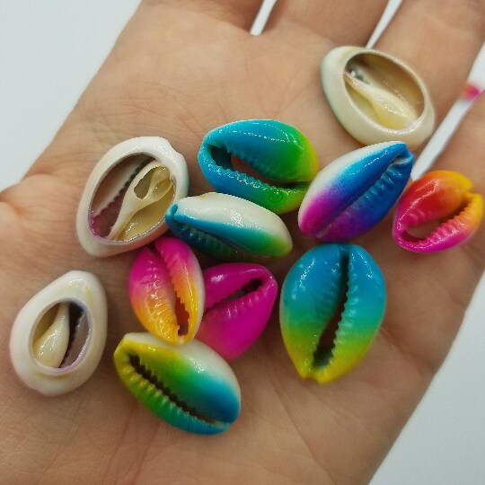 20 Tie-Dye Cowrie Beads, Painted Sea Shells for Hair and Jewelry by Ink and Trinket Kids