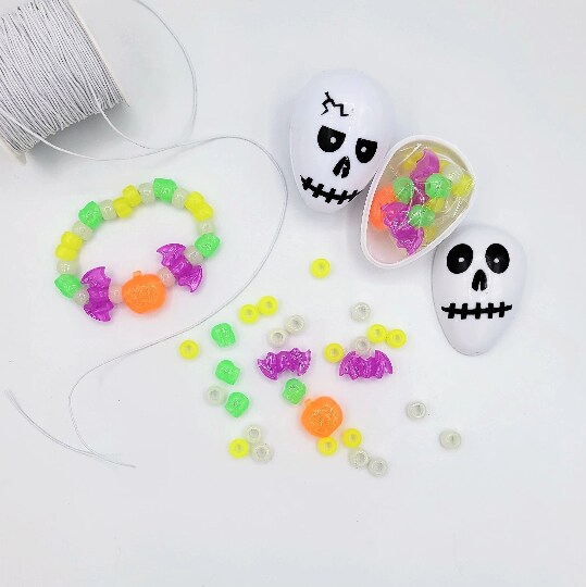 Halloween Crafts for Kids, Skeleton Surprise Egg with DIY Halloween Bracelet Inside by Ink and Trinket Kids