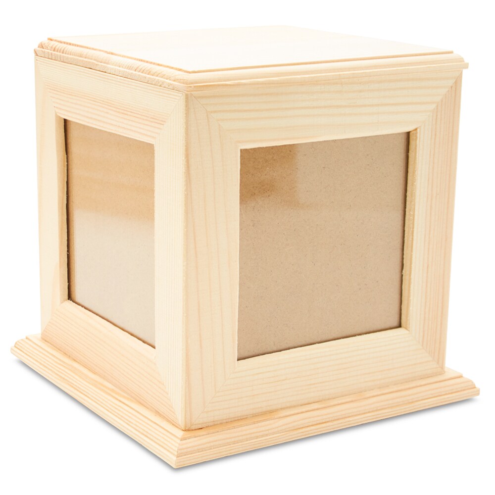 Wooden Photo Cube 5", Keepsake Box with Frames for Crafts/Decor Woodpeckers Michaels
