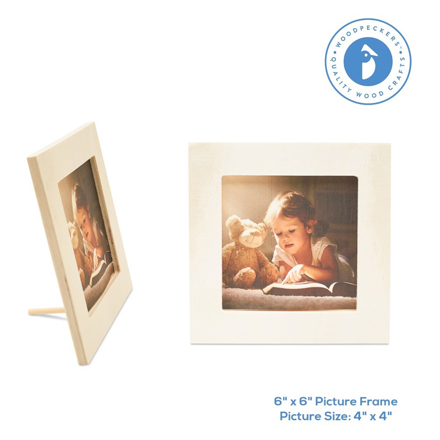 Wooden Picture Frame 6&#x22;x6&#x22; and 8&#x22;x6&#x22;, Unfinished for DIY Craft and Decor | Woodpeckers