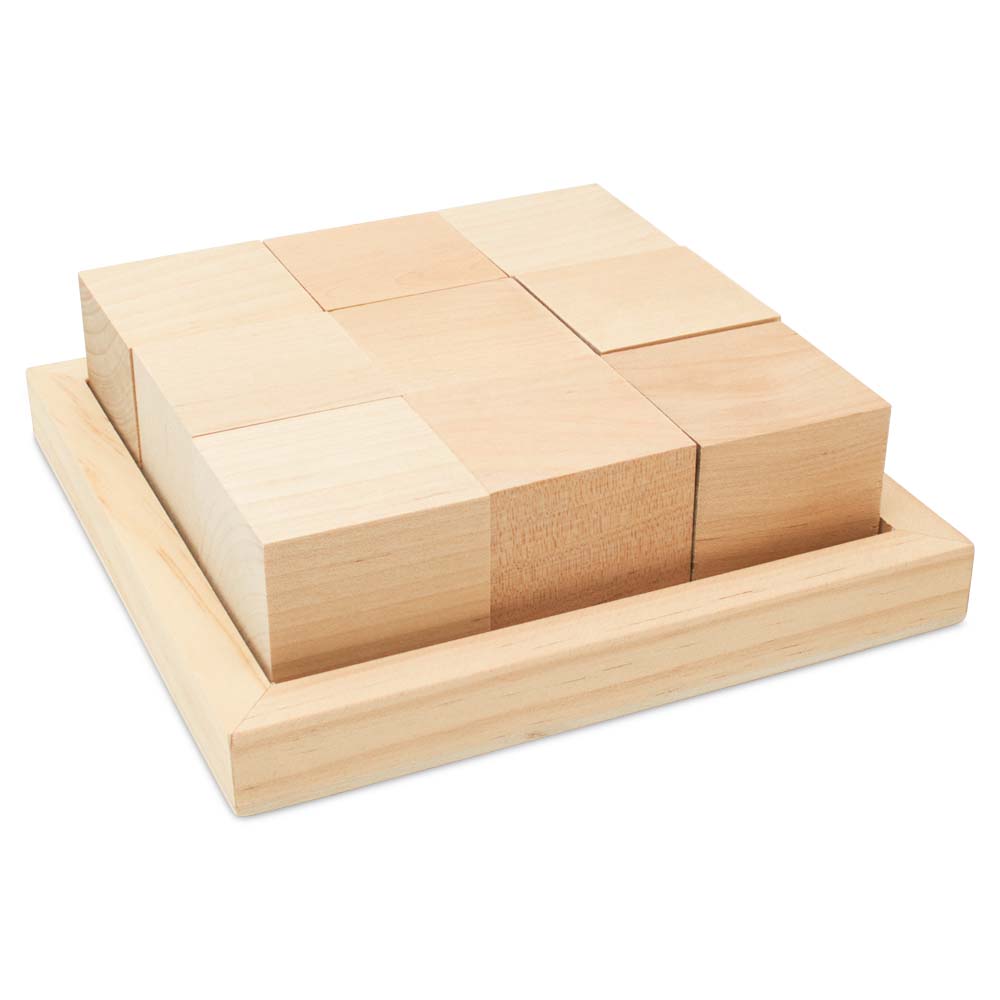 DIY Wood Block Puzzle, 1-3/4 inch Wood Cubes in Wood Tray, 4 or 9 Pieces | Woodpeckers