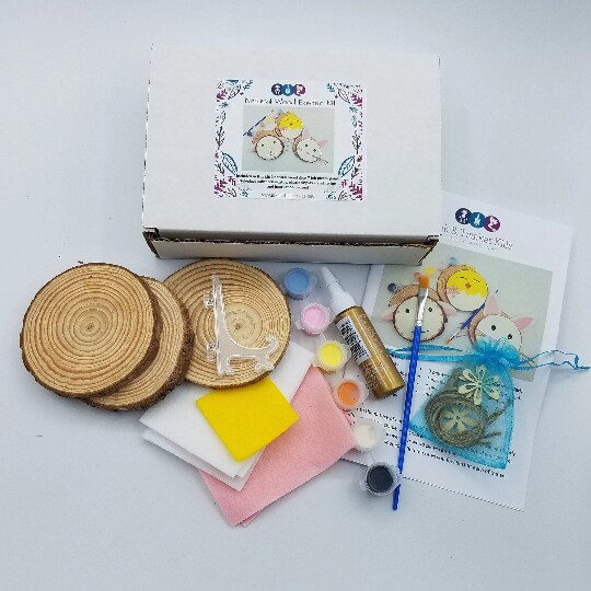 Ink and Trinket Kids Easter Craft for Kids, Natural Wood Painting Kit