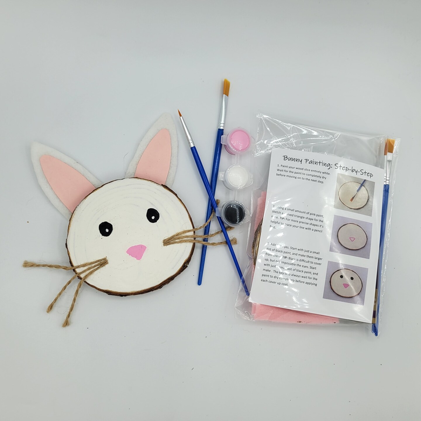 Ink and Trinket Kids Easter Bunny Craft, Natural Wood Painting Kit, Individually Wrapped