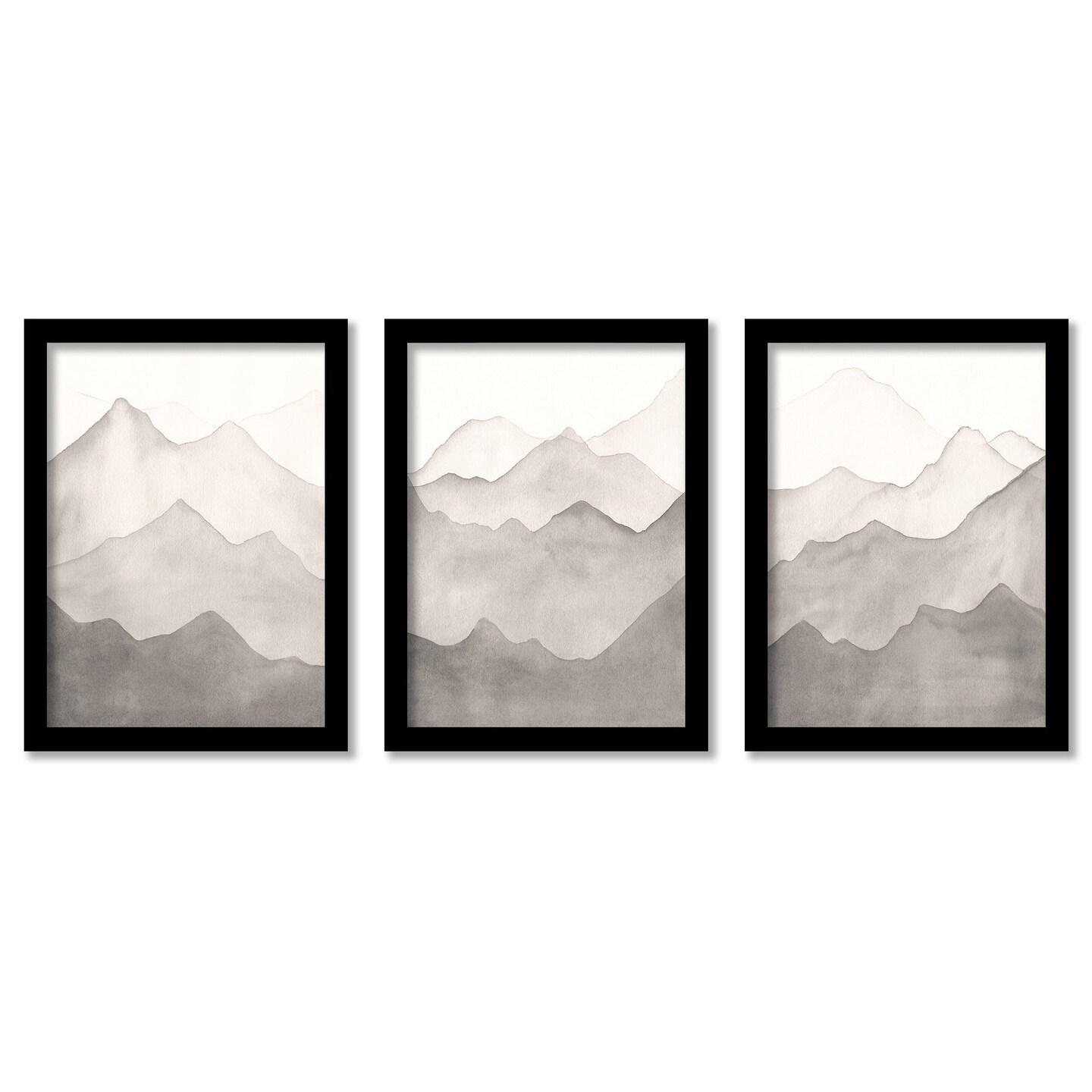 Scandi Mountain Range by Leah Graw 3 Piece Gallery Framed Print Art