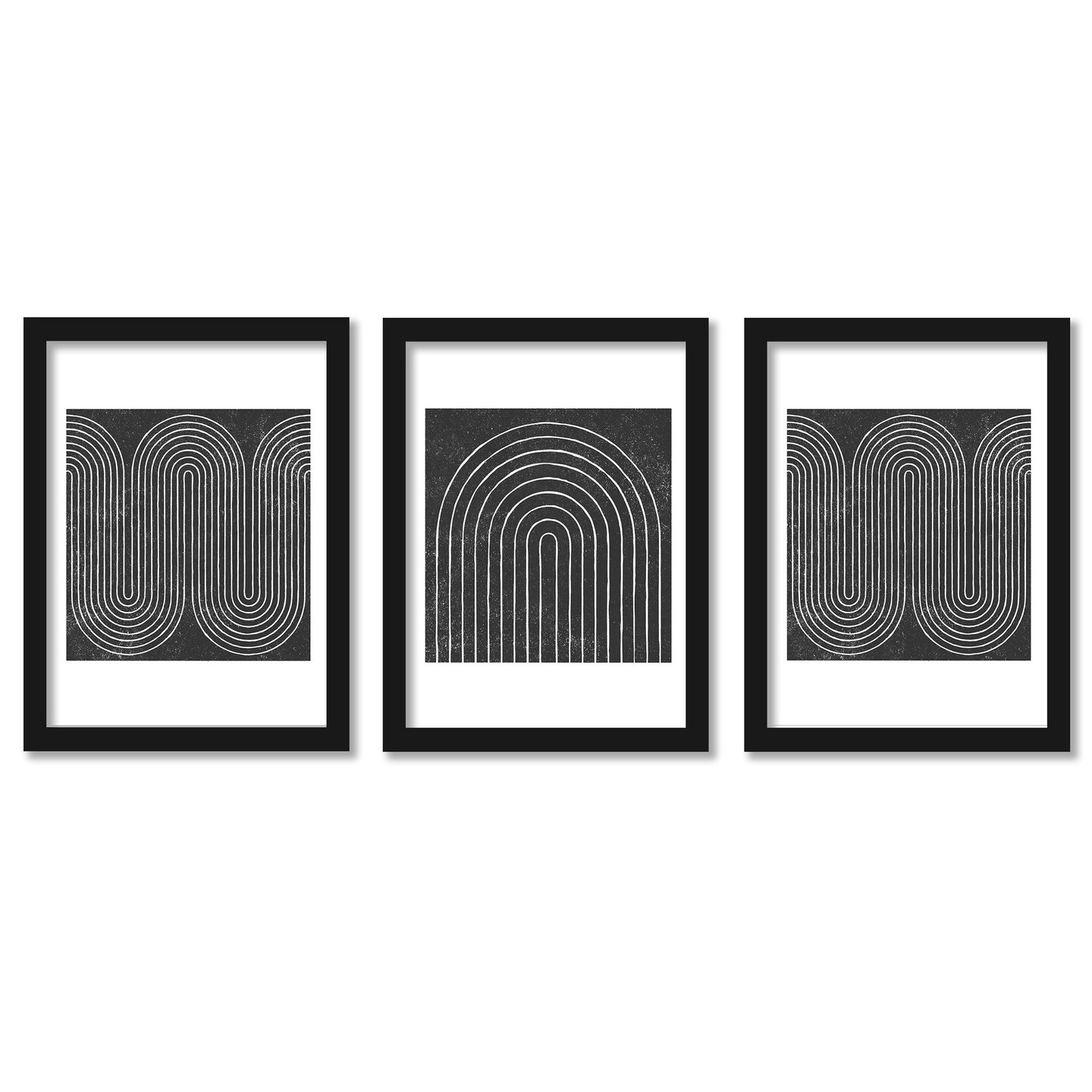 Rainbow Woodblock by Roseanne Kenny 3 Piece Gallery Framed Print Art