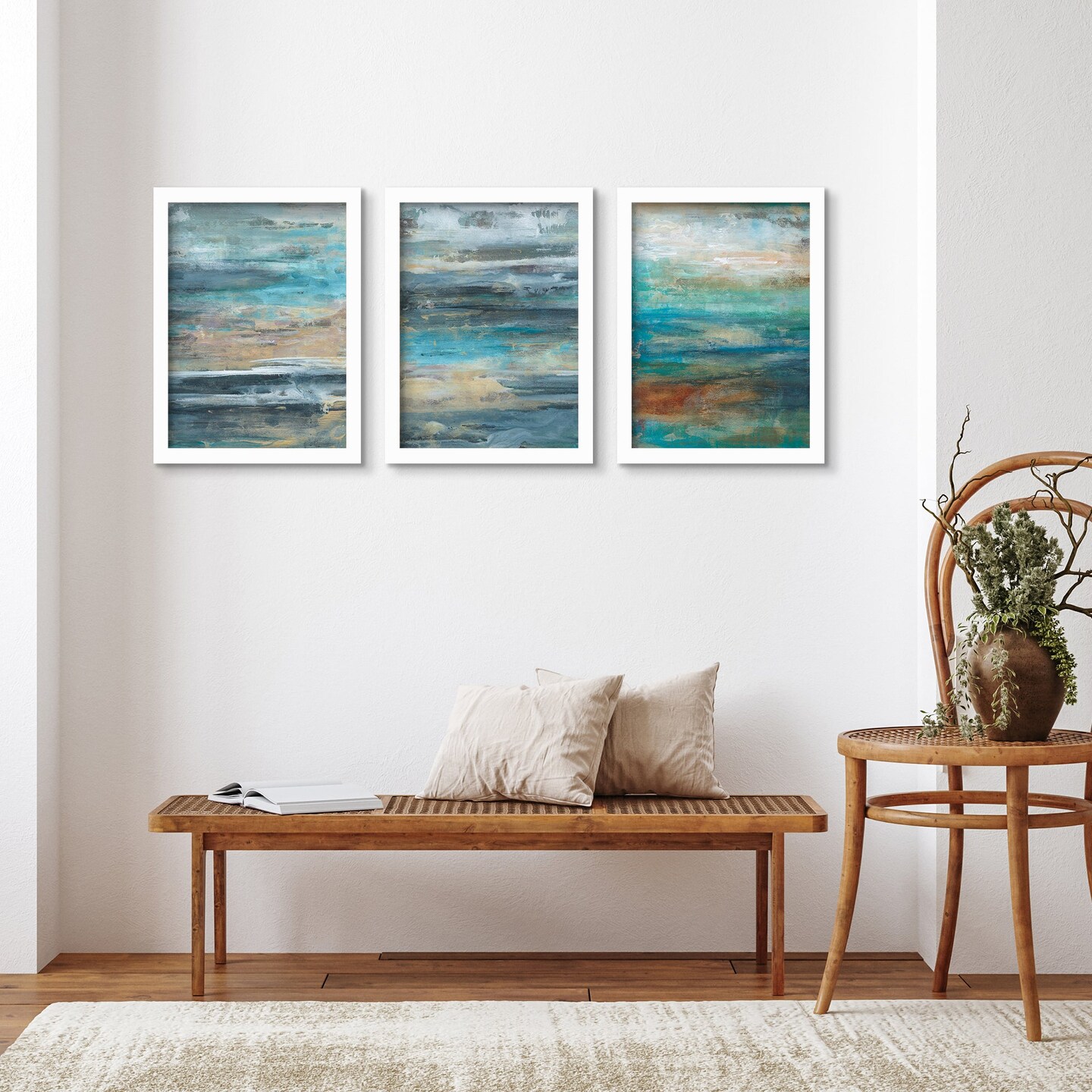 Minimal Mountain Landscape by Pauline Stanley - 3 Piece Gallery Framed ...