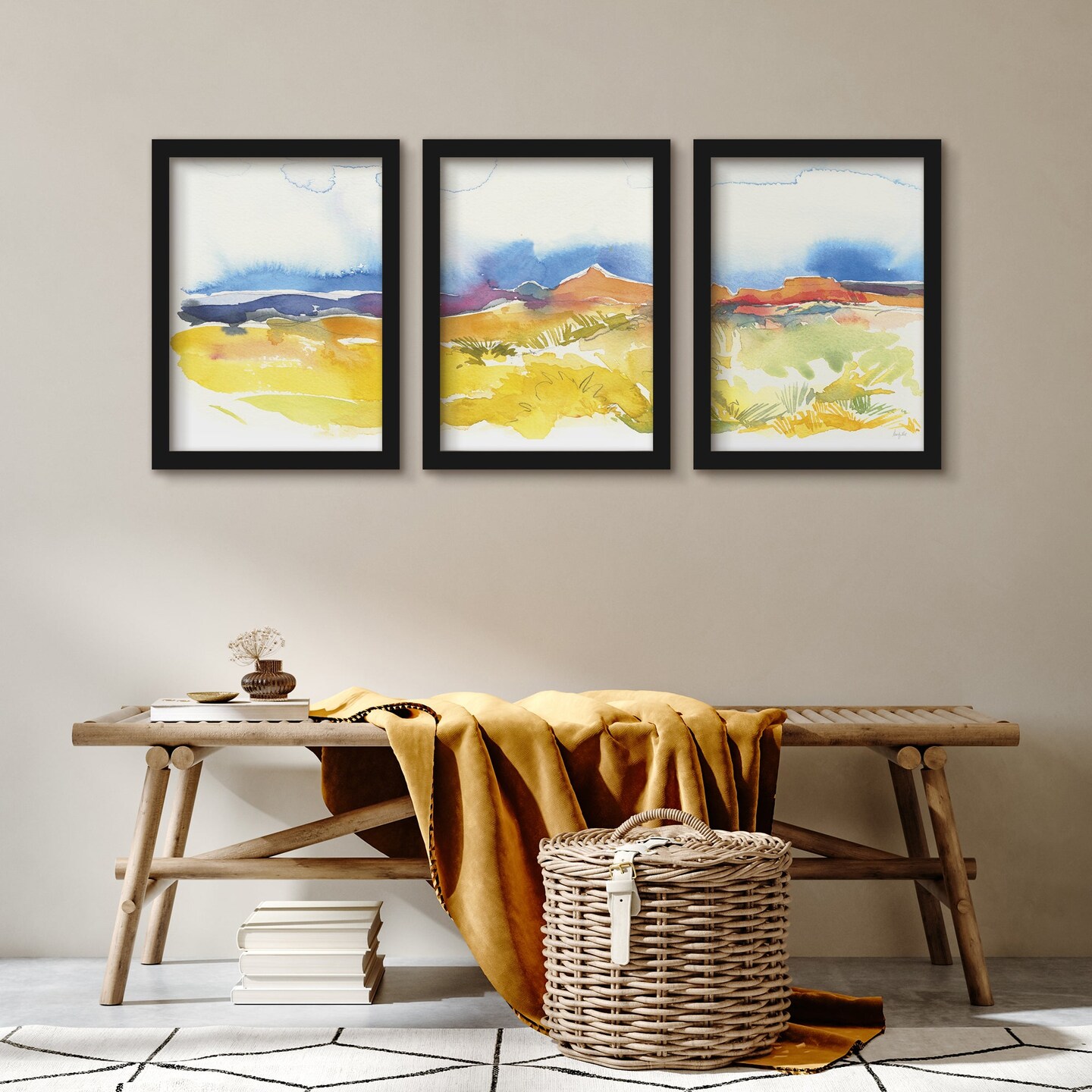 Yellow Mesa by Kristy Rice - 3 Piece Gallery Framed Print Art Set