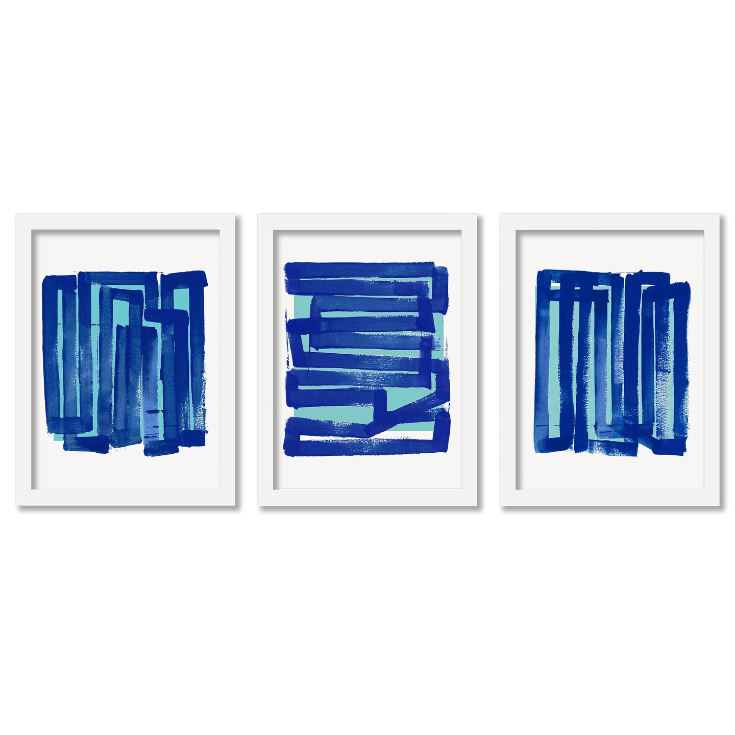 Blue Maze by Cartissi - 3 Piece Gallery Framed Print Art Set