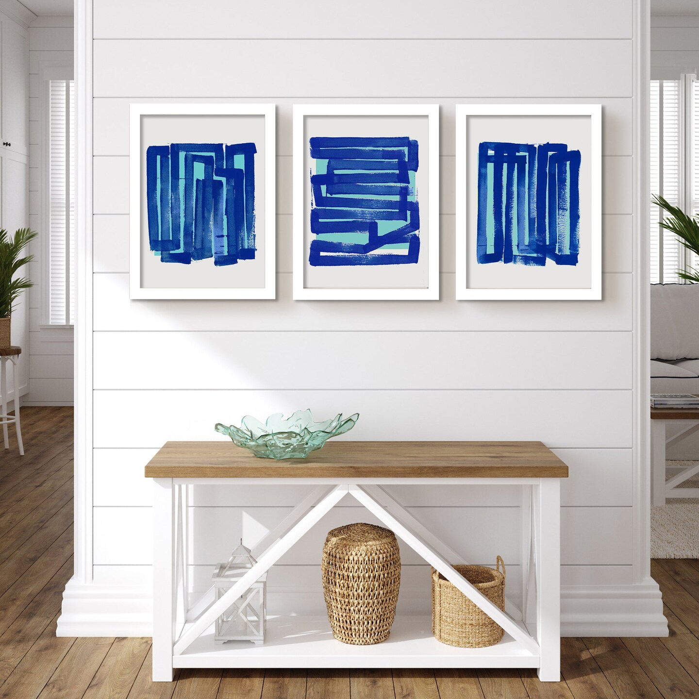 Blue Maze by Cartissi - 3 Piece Gallery Framed Print Art Set