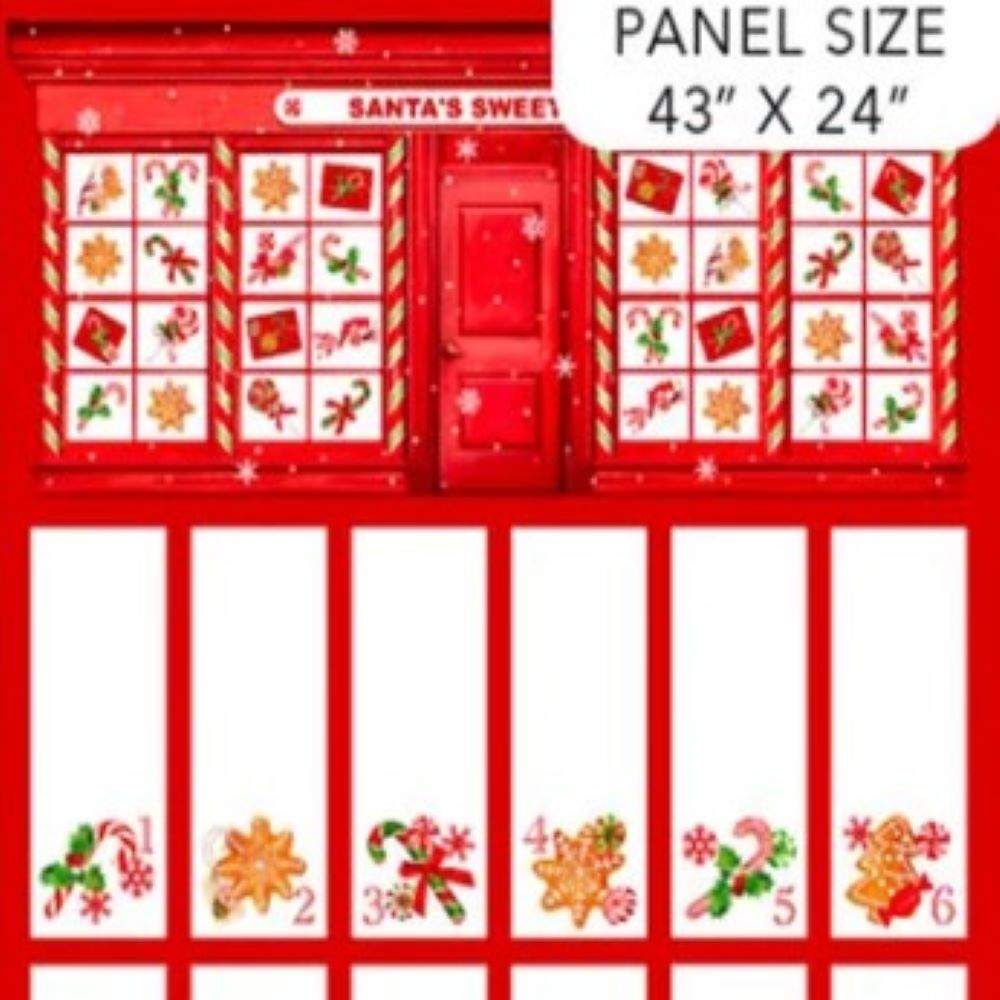 Peppermint Candy Red Advent Calendar Panel 23x44 Cotton Fabric