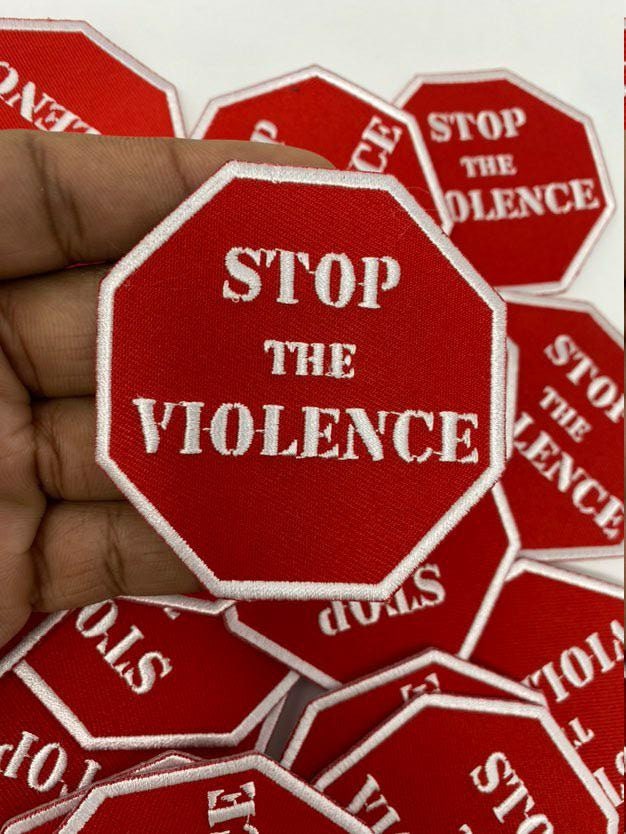 Stop The Violence Iron-on Embroidered Patch, Empowerment Badge, DIY Applique, Size 2.75" inches