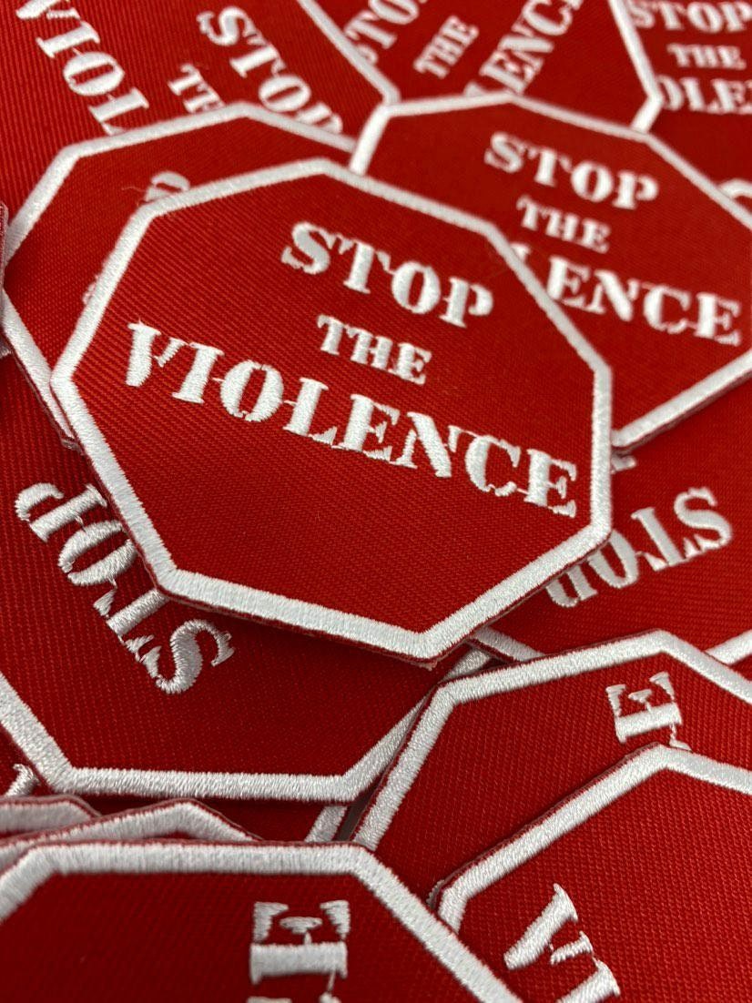 Stop The Violence Iron-on Embroidered Patch, Empowerment Badge, DIY Applique, Size 2.75" inches