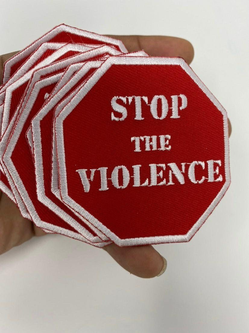 Stop The Violence Iron-on Embroidered Patch, Empowerment Badge, DIY Applique, Size 2.75" inches