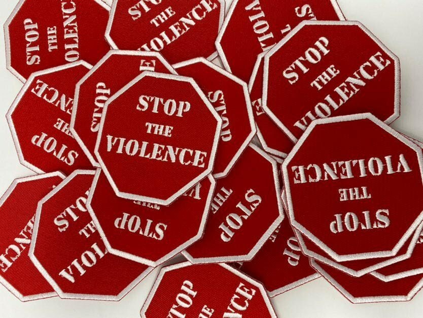 Stop The Violence Iron-on Embroidered Patch, Empowerment Badge, DIY Applique, Size 2.75" inches