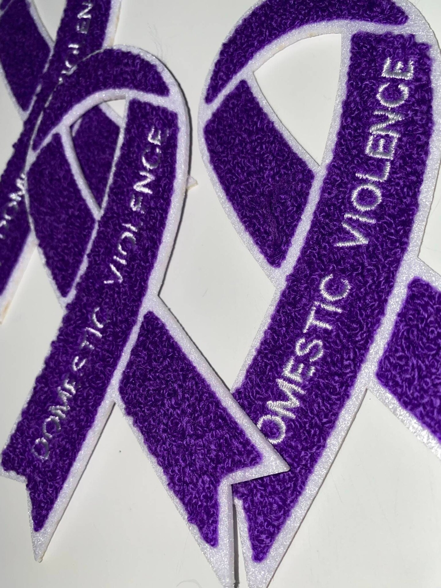 Domestic Violence: "Purple Chenille" Awareness Ribbon Patch, Iron or Sew-on, 5.5" inches