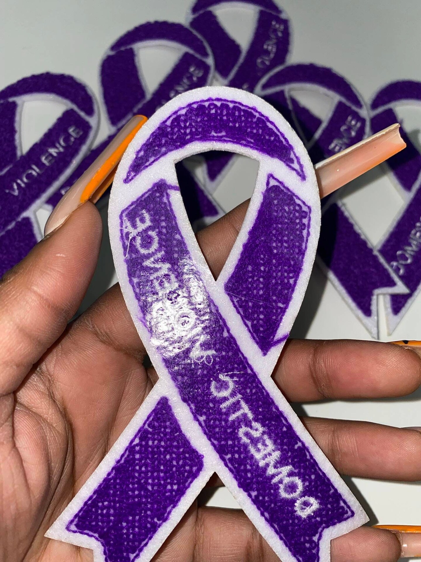 Domestic Violence: "Purple Chenille" Awareness Ribbon Patch, Iron or Sew-on, 5.5" inches