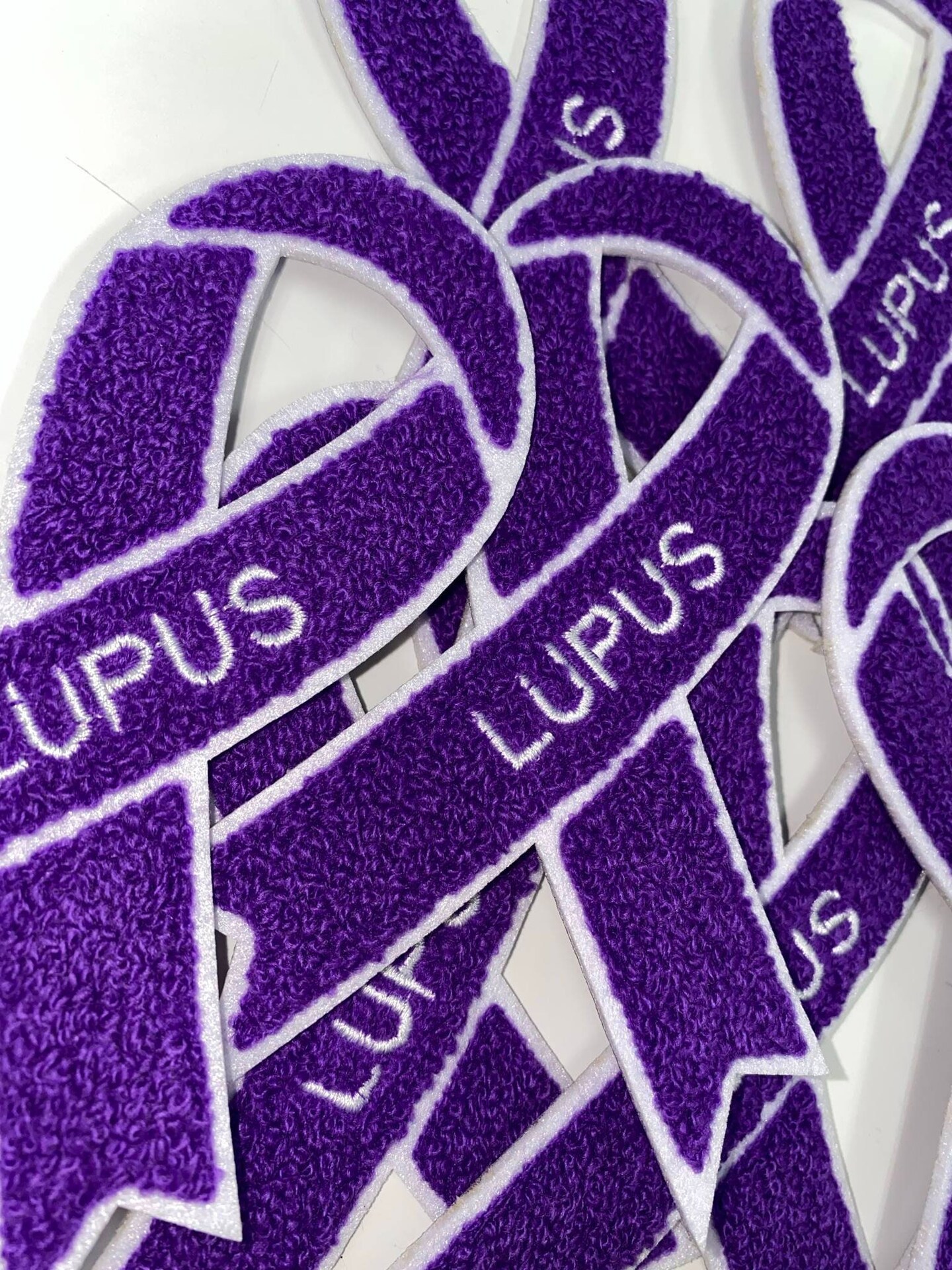 Lupus "Purple Chenille" Awareness Ribbon Patch, Iron or Sew-on, Support Ribbon, 5.5" inches