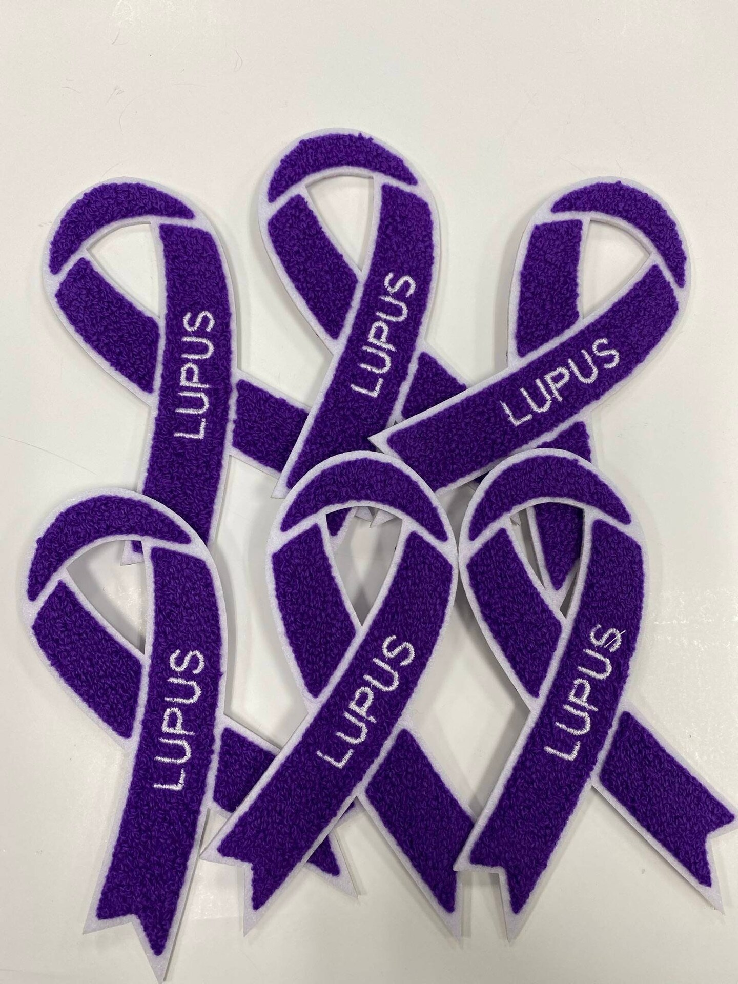 Lupus "Purple Chenille" Awareness Ribbon Patch, Iron or Sew-on, Support Ribbon, 5.5" inches