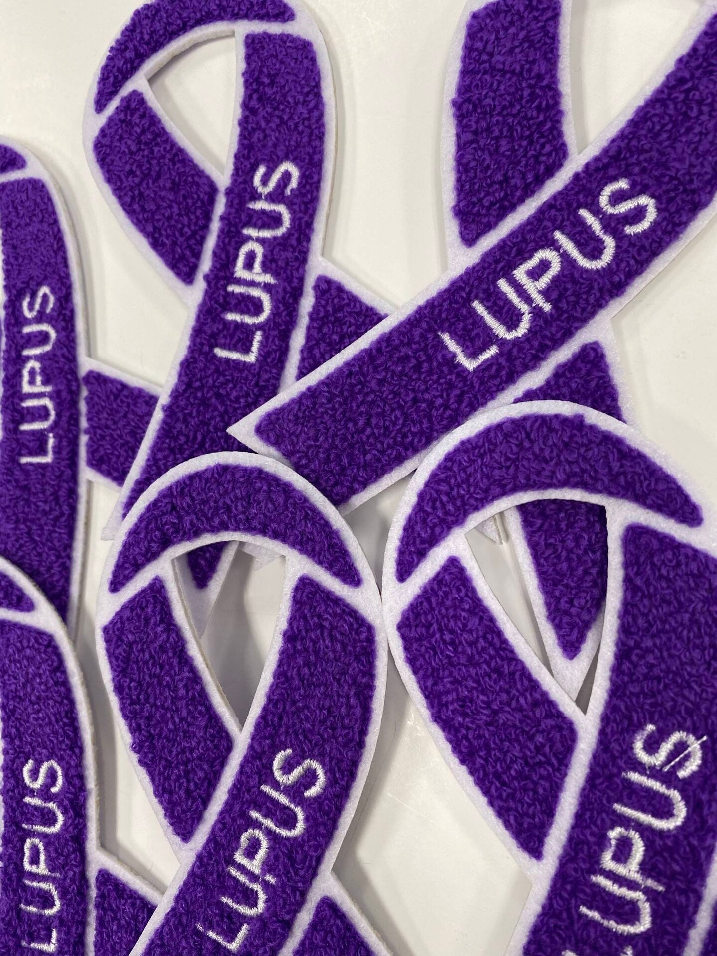Lupus "Purple Chenille" Awareness Ribbon Patch, Iron or Sew-on, Support Ribbon, 5.5" inches