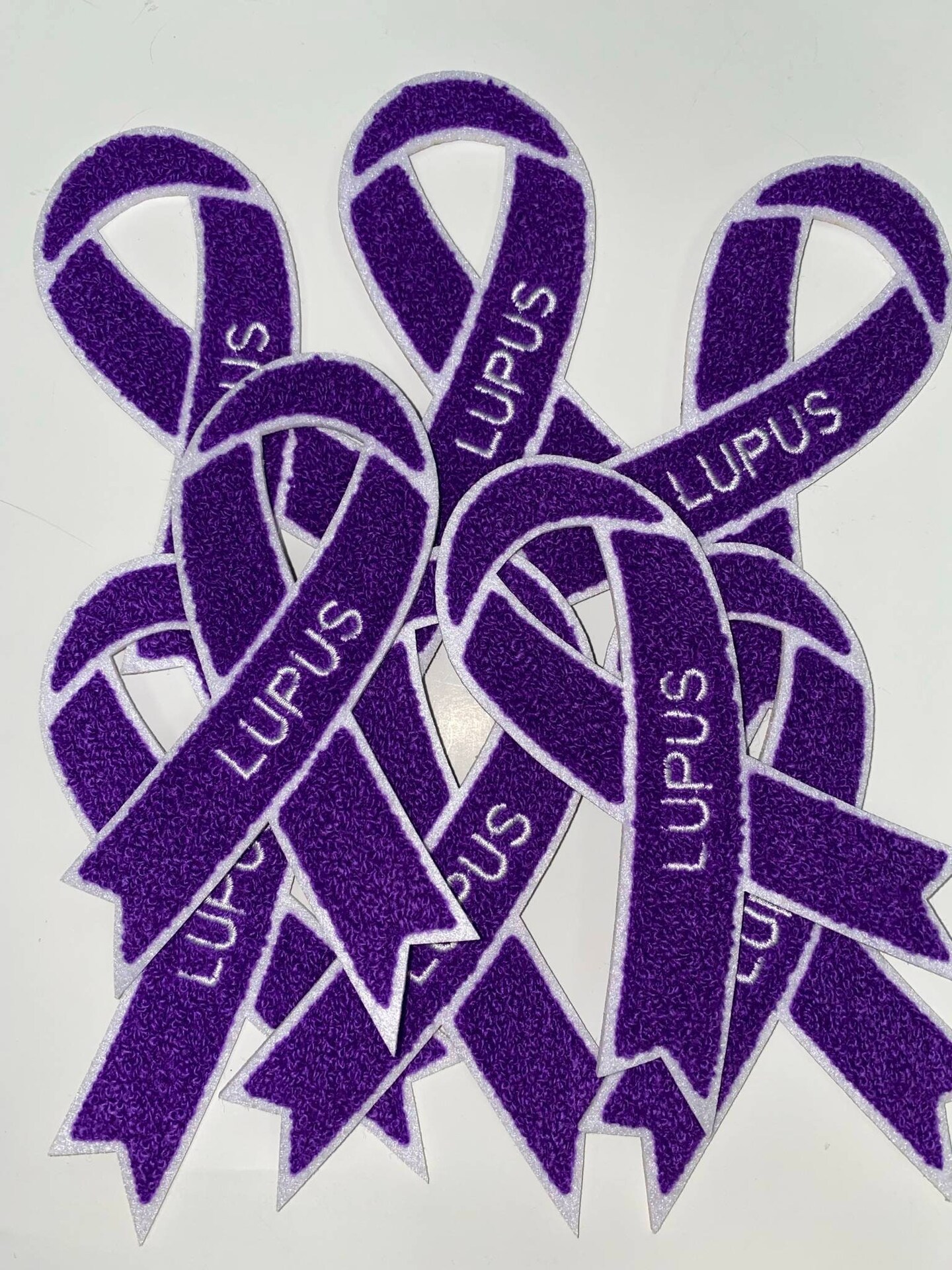 Lupus "Purple Chenille" Awareness Ribbon Patch, Iron or Sew-on, Support Ribbon, 5.5" inches